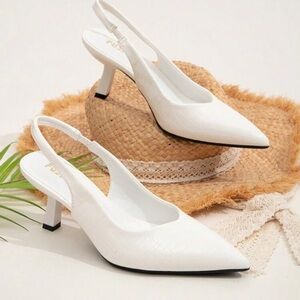 Elegant White Slingback Heels